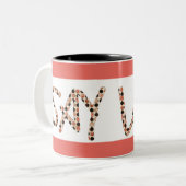 mok met twee toonaangevende koffie (Voorkant links)