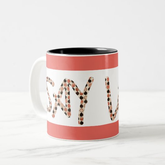 mok met twee toonaangevende koffie (Voorkant links)