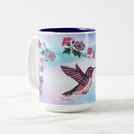 Mok met twee toonaangevende koffie