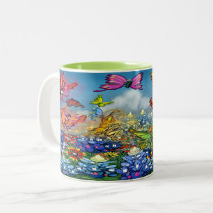 Mok met twee toonaangevende koffie
