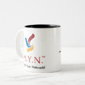 Mok met twee toonkoffie - MYN-Logo (Voorkant links)