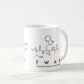 Mok met tweemaal de peptidenaam (Voorkant rechts)