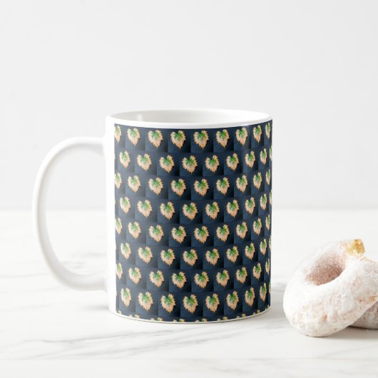 Mok met tweetonenbladpatroon (Met donut)