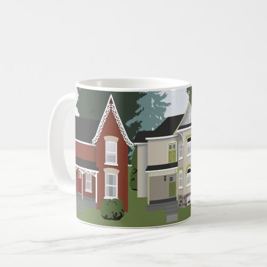 Mok met Victoriaans huisontwerp (Voorkant links)