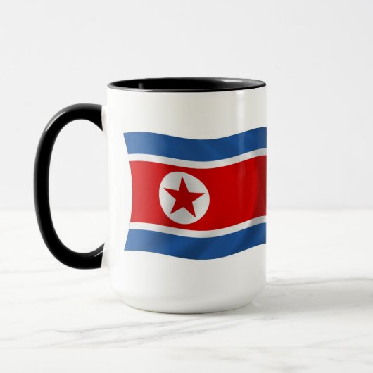 Mok met vlag van Noord-Korea (Links)