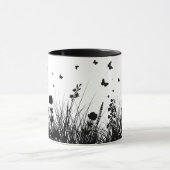 mok met vlinders en bloemen versiering,  (Midden)