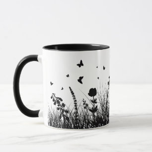 mok met vlinders en bloemen versiering, 