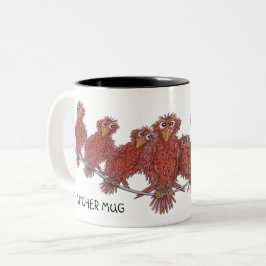Mok met vogelcartoons
