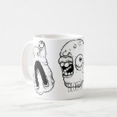 Mok met vreemde vervormde gezichten (Voorkant links)