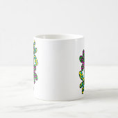 Mok met vrolijke gekleurde bloemen, hippie (Center)