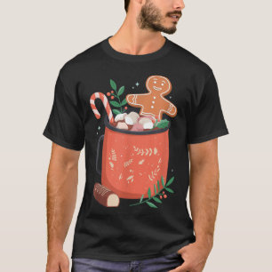 Mok met warme cacao Gingerbrood Koekkerst Kerstmis T-shirt