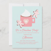 Mok met warme chocolade voor kerstfeestjes Roze Kaart (Voorkant)