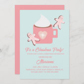 Mok met warme chocolade voor kerstfeestjes Roze Kaart (Voorkant / Achterkant)