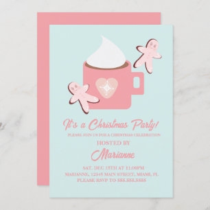 Mok met warme chocolade voor kerstfeestjes Roze Kaart