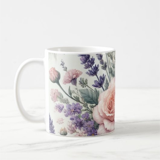 Mok met Waterverf Bloemenpatroon 1/6 (Links)