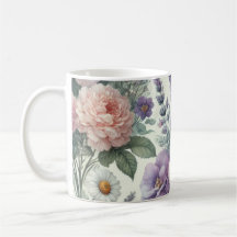 Mok met Waterverf Bloemenpatroon 4/6