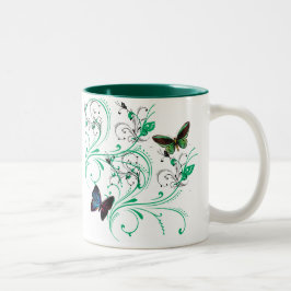 Mok met wijn en mooie Butterflies Green