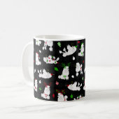 Mok met witte kerstpannen zwarte koffie (Voorkant links)
