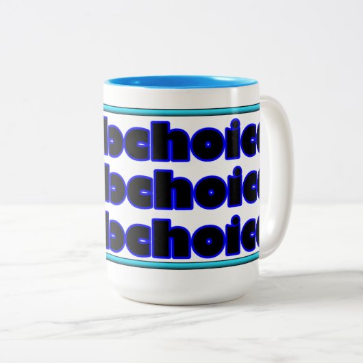 Mok met zes-op-een-met-twee-toon koffie (Voorkant rechts)