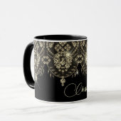 Mok met zwarte en goudelegant (Voorkant links)