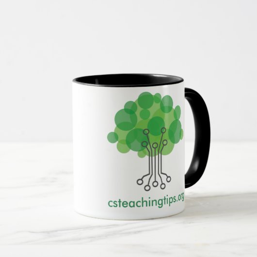 Mok met zwarte handgreep en lip - links (Voorkant rechts)