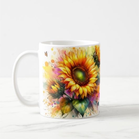 Mok - Mooie Gele Zonnebloemen (Links)