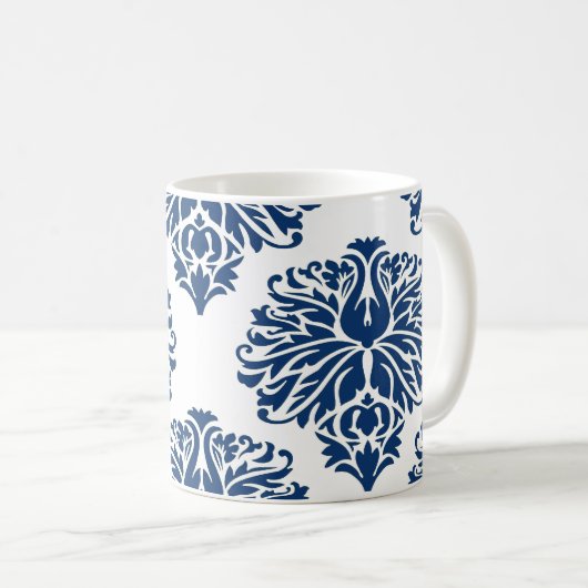 Mok Navy Elegant Damask Coffee (Voorkant rechts)