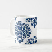 Mok Navy Elegant Damask Coffee (Voorkant links)