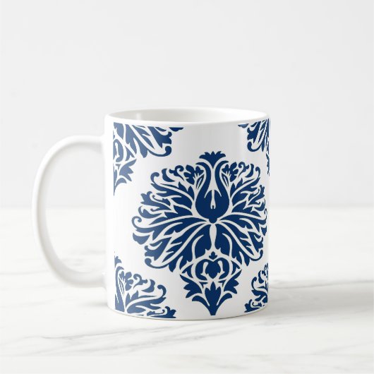 Mok Navy Elegant Damask Coffee (Links)