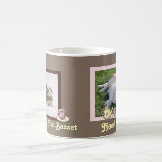 mok "need Tea" met Cute Basset Hound & "Tea Cup" (Center)