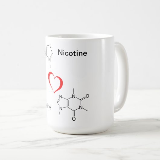 Mok Nicotine en Caffeine LOVE (Voorkant rechts)