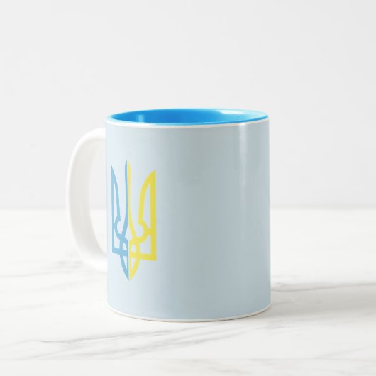 Mok Oekraïens blauw/geel Tryzub (Voorkant links)