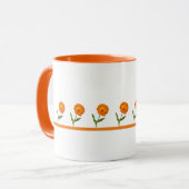 Mok - Oranje Bloemen op een Lijn (Voorkant links)