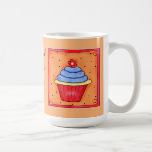 Mok Oranje en blauwe cupcake