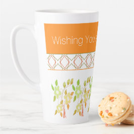 Mok Oranje en groene bloemen