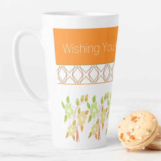 Mok Oranje en groene bloemen (In situ)