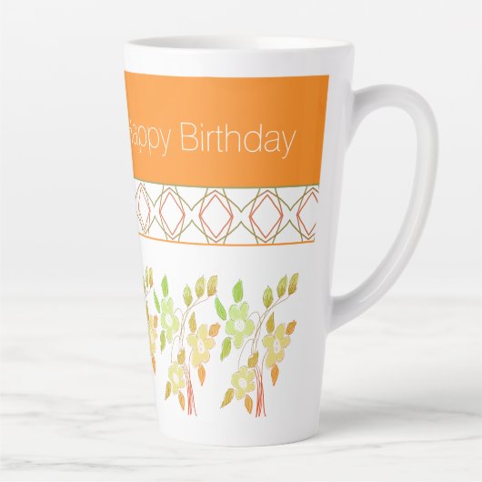 Mok Oranje en groene bloemen (Rechts)