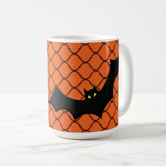 Mok Oranje en zwarte Halloween Bat (Voorkant rechts)