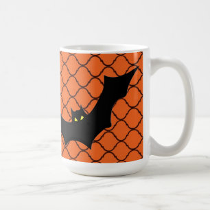 Mok Oranje en zwarte Halloween Bat