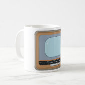 Mok oude, gefaseerde tv-koffie met tv-retro (Voorkant links)