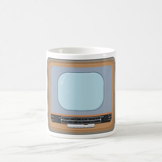 Mok oude, gefaseerde tv-koffie met tv-retro (Center)