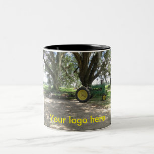 Mok oude groene tractor koffie