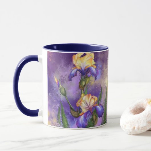 Mok Paarse Iris Flowers (Met donut)