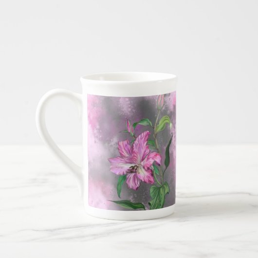 Mok Paarse roze Lily Flowers - Schilderen (Links)
