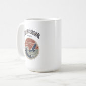 Mok Pacific Coast Retro Vintage Zonsondergang & Oc (Voorkant links)