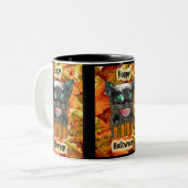 Mok Papier Mache Halloween Cat (Voorkant links)
