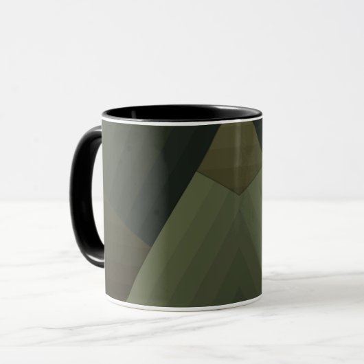 Mok, Patchwork, gecombineerd, olijf, groen, gestre Mok (Voorkant links)