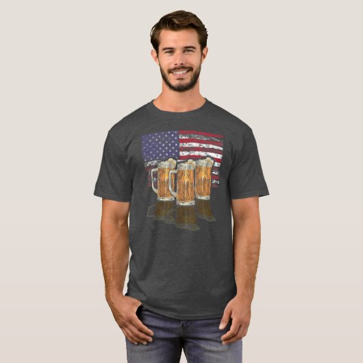 Mok patriottische bieren 4 juli American Beer T-shirt (Voorkant volledig)