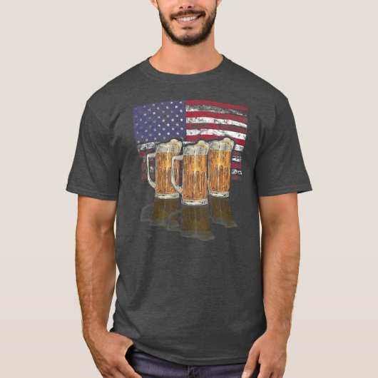 Mok patriottische bieren 4 juli American Beer T-shirt (Voorkant)