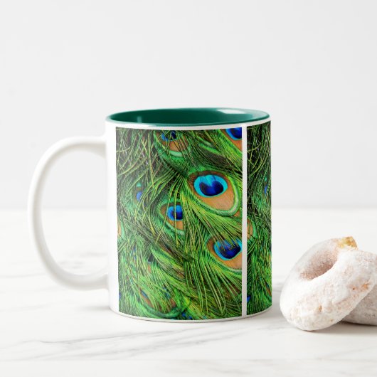 Mok, Peacock Feathers Two-Tone Coffee Mok (Met donut)